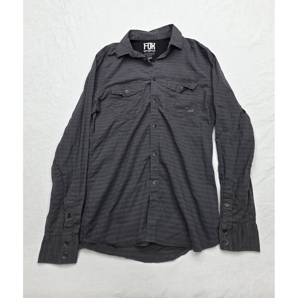 Fox Racing Black Button Down Slim Fit Longsleeve Shirt Size Medium